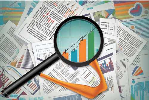 A magnifying glass zooming in on a single stock symbol on a newspaper s financial section  highlighting the importance of research and analysis in decision-making. Generative AI