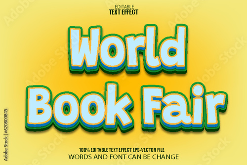 World Book Fair Editable Text Effect 3D Cartoon Style