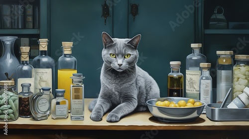 Russian Blue Cat Pharmacist: Dispensing Feline Wellness