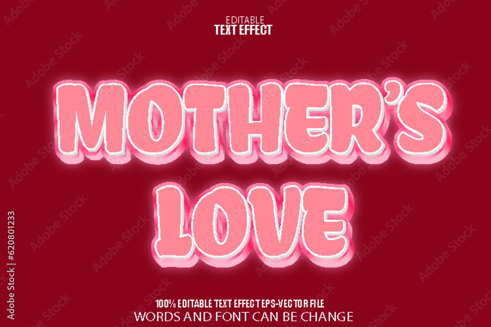 Mother's Love Editable Text Effect 3D Modern Style Mother's Love Editable Text Effect 3D Modern Style