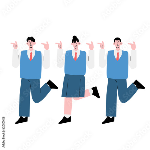 Asian students, high school students, junior high school students illustration
