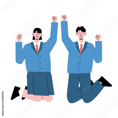 Asian students, high school students, junior high school students illustration
