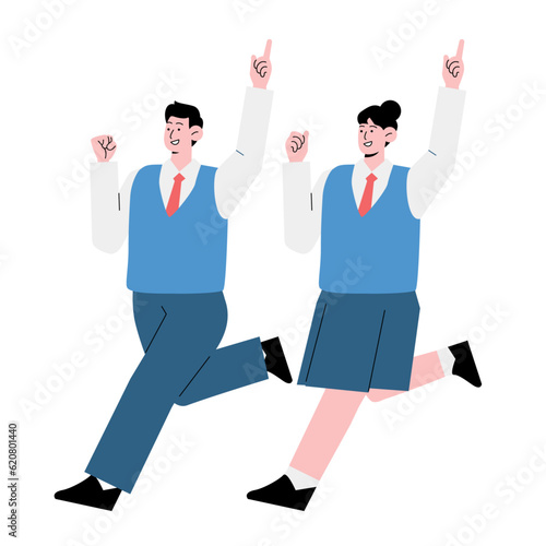 Asian students, high school students, junior high school students illustration
