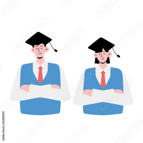 Asian students, high school students, junior high school students illustration
