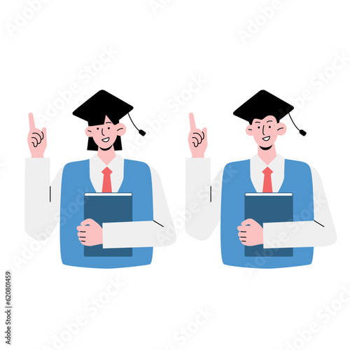 Asian students, high school students, junior high school students illustration