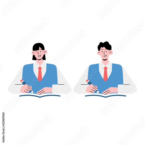 Asian students, high school students, junior high school students illustration