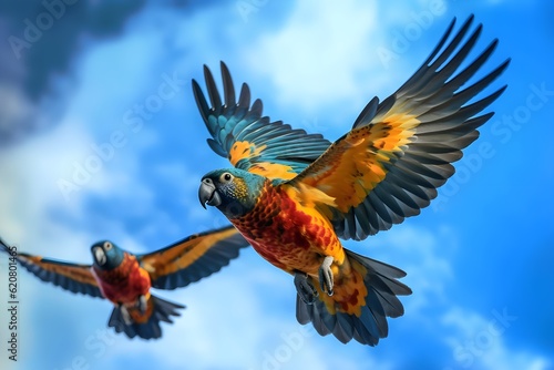 a pair of parrots in flight © Angah