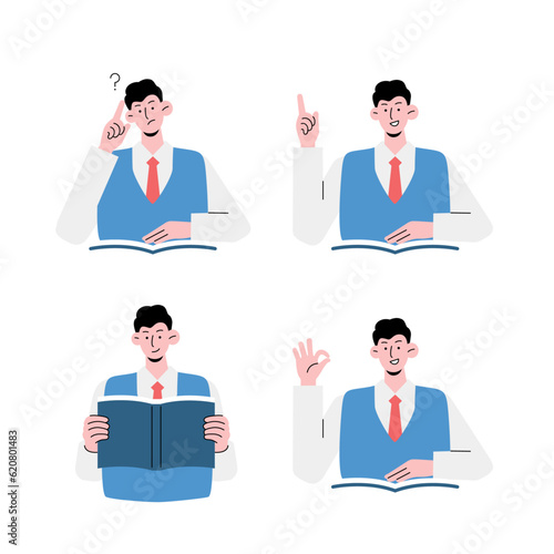 Asian students, high school students, junior high school students illustration