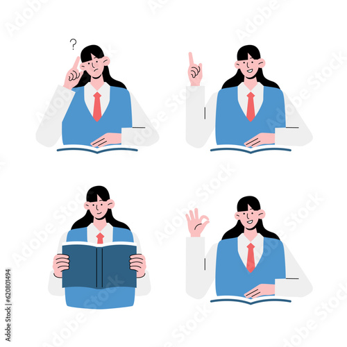 Asian students, high school students, junior high school students illustration