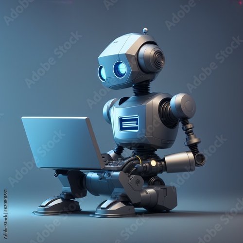 Robot Chat-bot using laptop answering. Generative Ai.