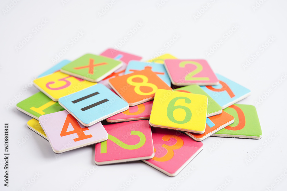 Number wood block cubes for learning Mathematic, education math concept. Number wood block cubes for learning Mathematic, education math concept.
