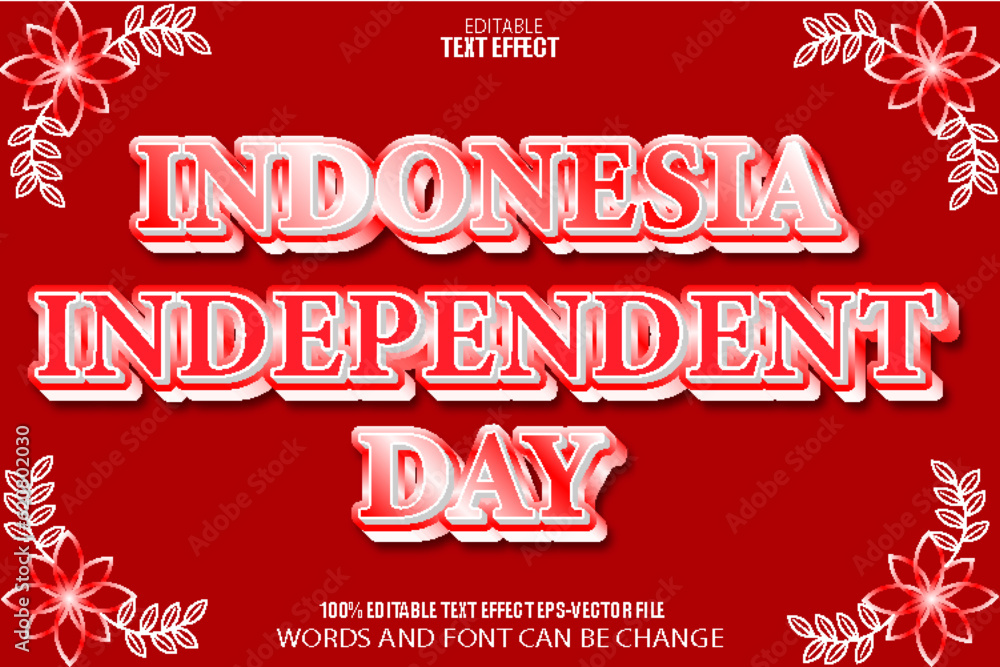 Indonesia Independent Day Editable Text Effect 3D Modern Style Indonesia Independent Day Editable Text Effect 3D Modern Style