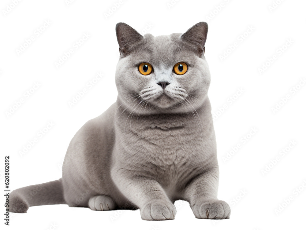 A Portrait of A British Shorthair Cat With No Background