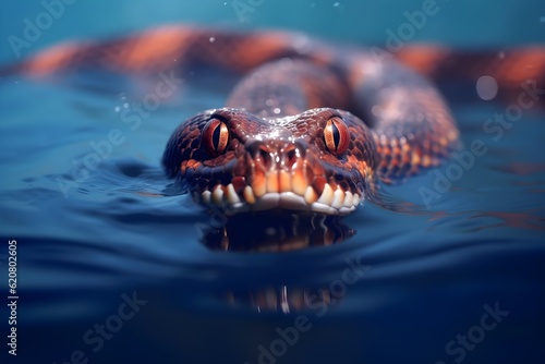 a snake is swimming in the water