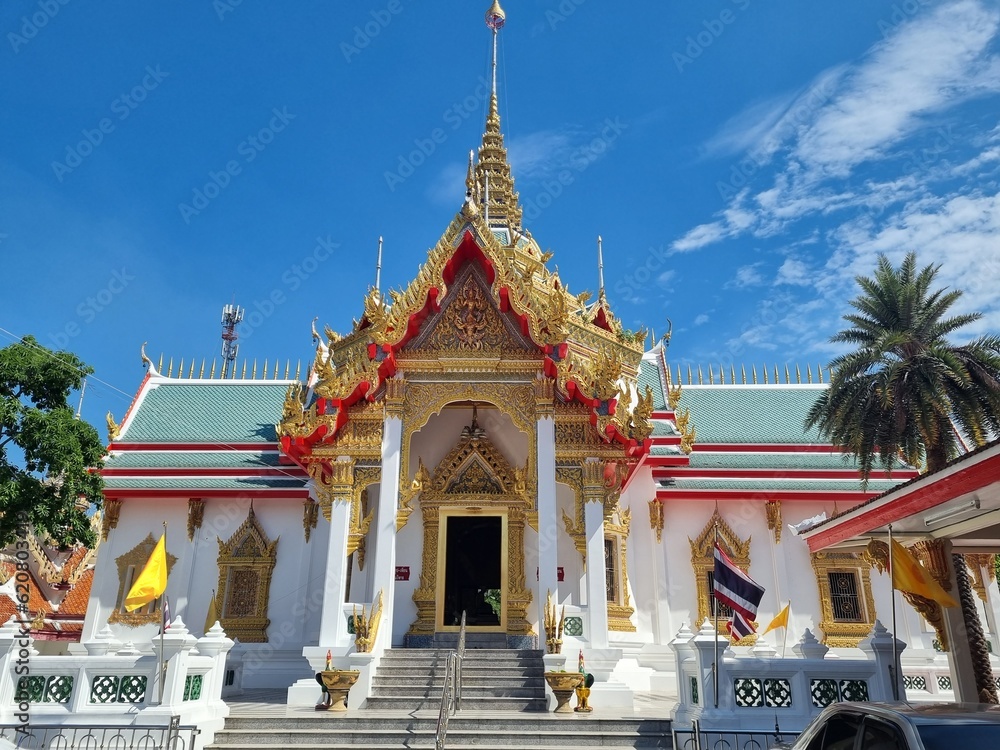 Watthakrabue, Bang Yang Subdistrict, Krathum Baen District Samut Sakhon Province Ubosot, Wat Wa Aram, a famous monk, Reverend Grandfather Rung, is a sacred Buddhist place and tourist attraction toda