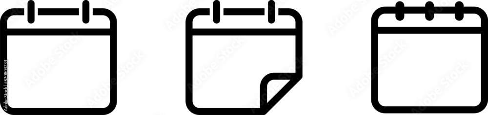 Set of linear icons of empty tear-off sheet pages as reminder of event shedule Set of linear icons of empty tear-off sheet pages as reminder of event shedule