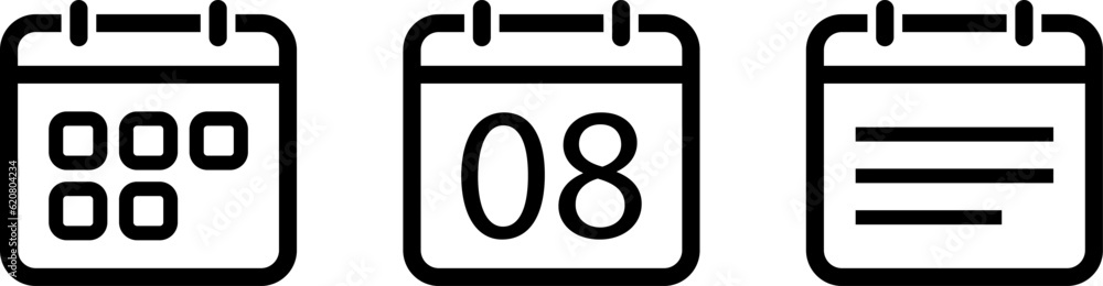 Calendar linear icons as reminder of shedule and event Calendar linear icons as reminder of shedule and event