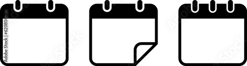 Set of flat icons of empty tear-off sheet pages as reminder of event