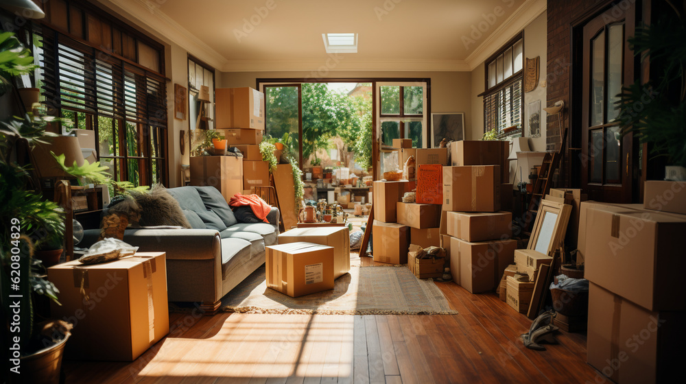 Organizing Room of Boxes, a Room in the Midst of Packing and Relocation ...
