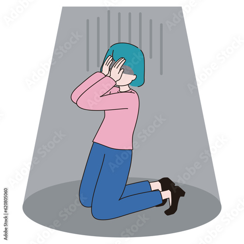 ネガティブ　天を仰ぐ　女性