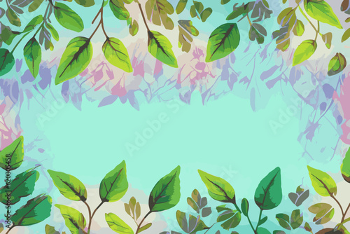 Hand Drawn Spring Leaves Background stock illustration © Photo Wall