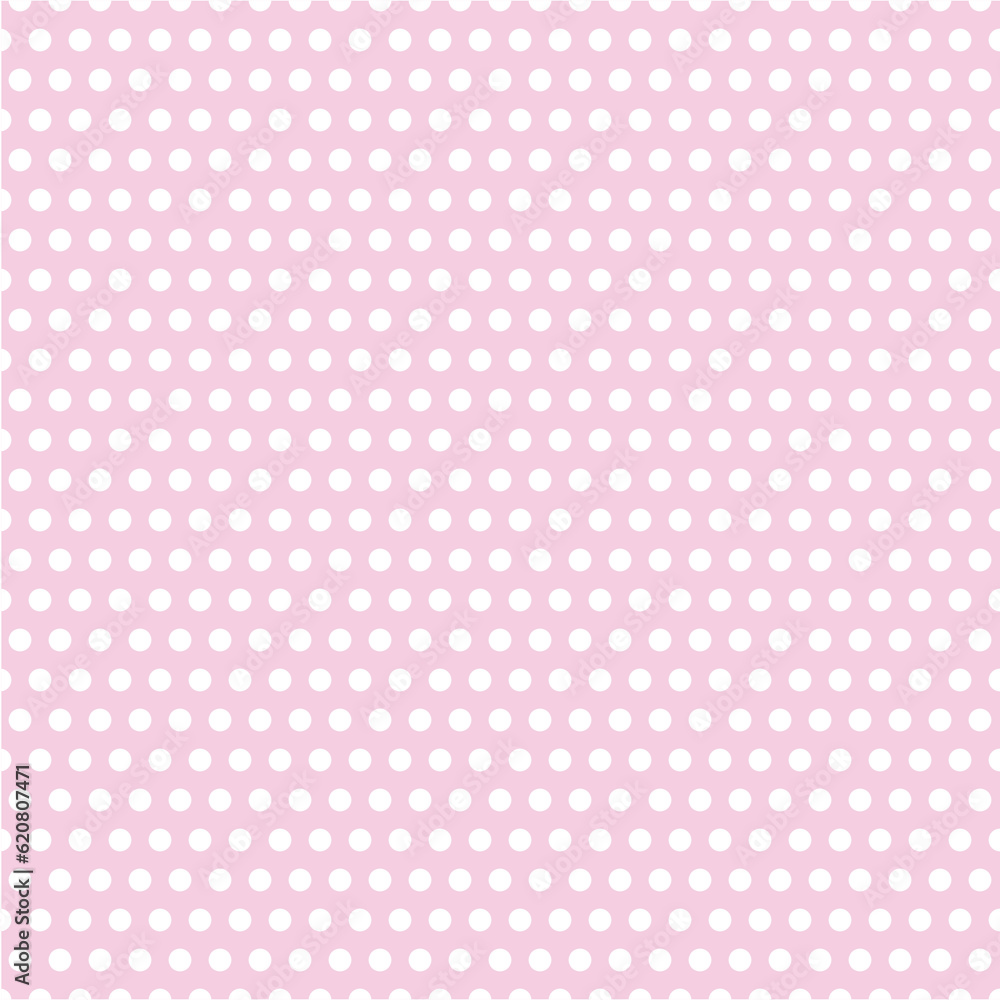 A pink and white polka dot background. Great for holidays or other usages for scrap booking, gift wrapping paper, card making or other various usages. Small spotted polka dot repeating pattern.