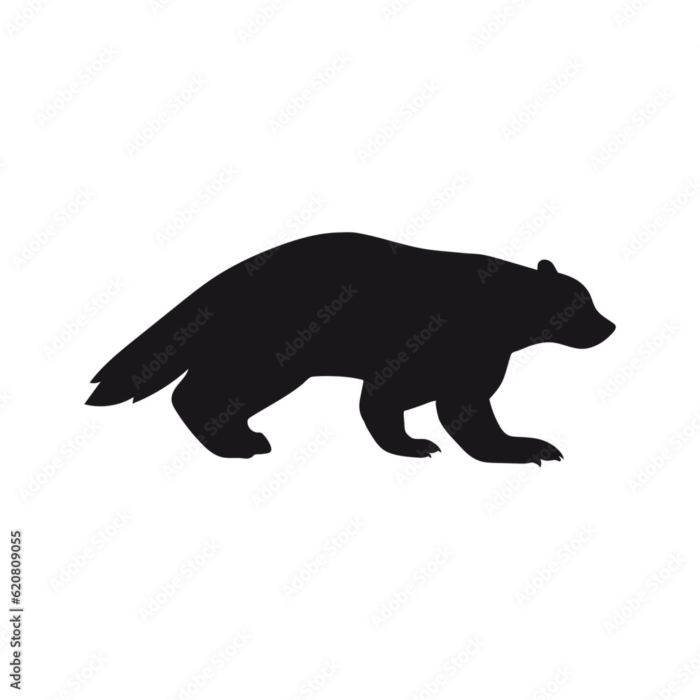 Obraz premium Black and white greyscale badger animal beast cutout lines. Nordic forest animal carnivore