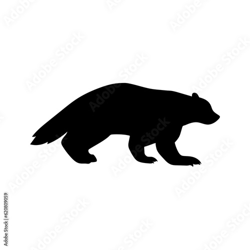 Black and white greyscale badger animal beast cutout lines. Nordic forest animal carnivore