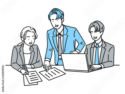 チームで会議をするビジネスマン