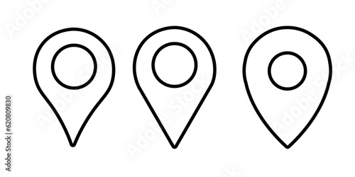 Free Download Map icon pointer simple illustation design. Flat graphic pointer pin for direction for location like street, route or location. Tag for mobile or navigation. Full black inside isolated on white - GFXLoad