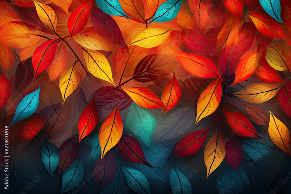 shiny autmun leaves background created using generative AI tools