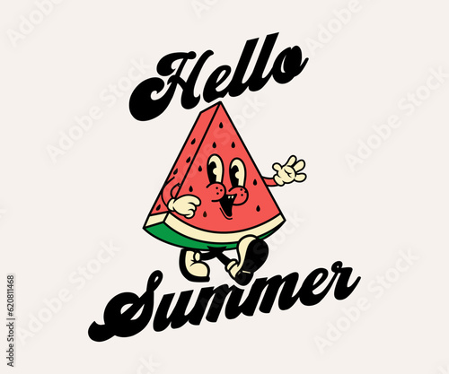 cartoon character of watermelon fruit Graphic Design for T shirt Street Wear and Urban Style