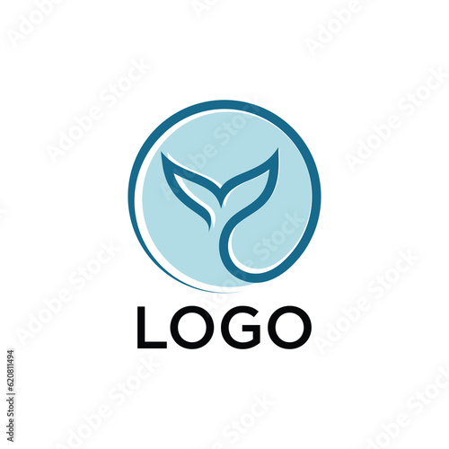 fish tail logo with flat and modern design concept