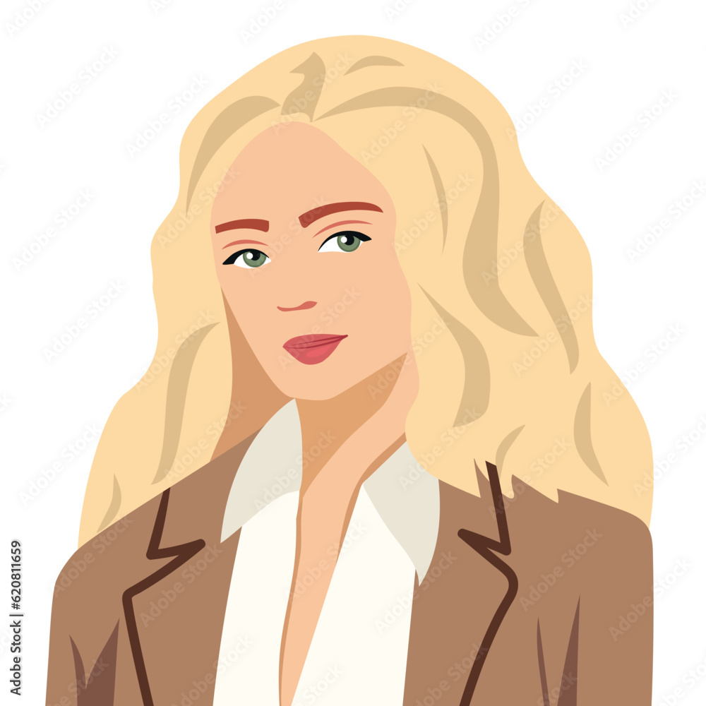 Avatar of a blond female in business suit. Office woman avatar. Vector illustration Avatar of a blond female in business suit. Office woman avatar. Vector illustration