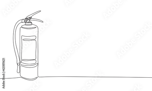 Continuous line art or One Line Drawing of fire extinguisher picture vector illustration