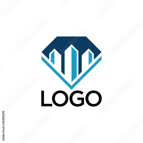building logo with abstract and diamond graphic design concept for real estate