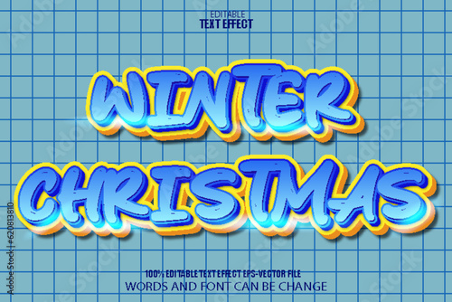 Winter Christmas Editable Text Effect 3D Cartoon Style