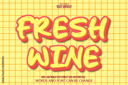 Fresh Wine Editable Text Effect 3D Cartoon Style