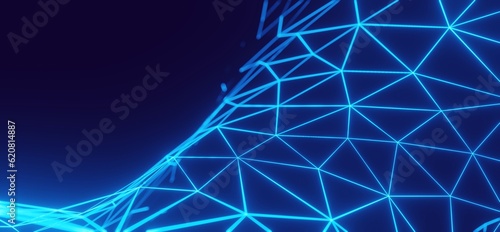 Abstract technology background glowing geometric pattern 3d render