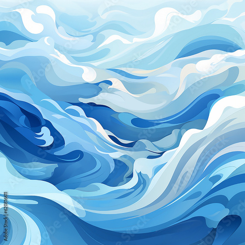 Abstract Design Creativity Background Blue Sea Waves Illustration