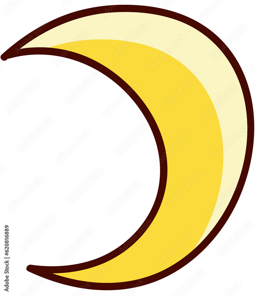 Moon crescent Hippie groovy doodle illustration. Moon crescent Hippie groovy doodle illustration.