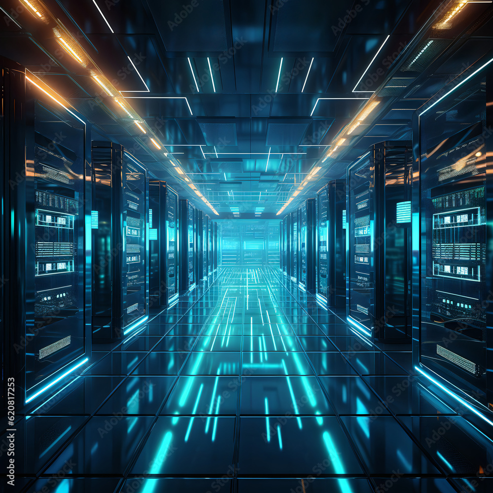 Server racks in modern building, networking room, data centre servers Server racks in modern building, networking room, data centre servers