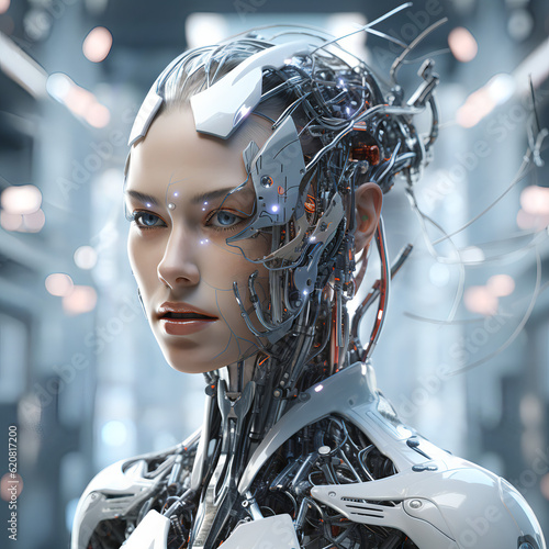cyber woman, artificial intelligence concept, cyborg © pankajsingh