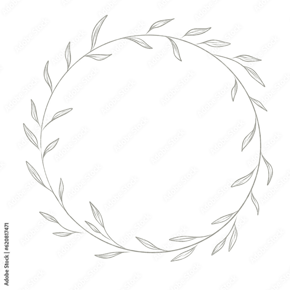 Tropical leaves of hand drawn line art modern style. png illustrations.