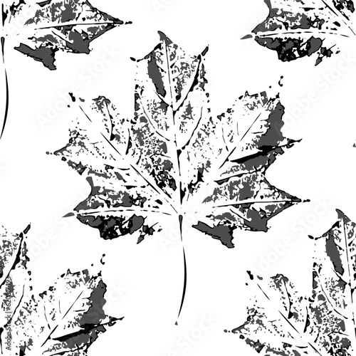 maple leaf black and white makes a seamless pattern