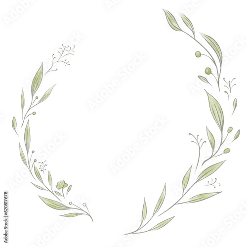 Botanical elegant frame with hand drawn. delicate hand drawn elements  minimalist modern style. png illustrations