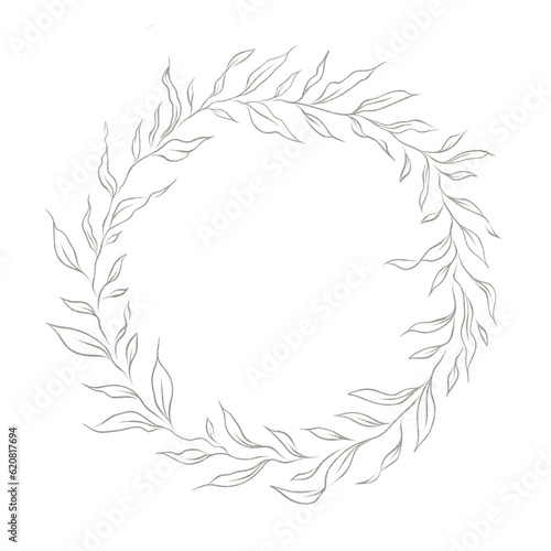 Laurel wreath frame with hand drawn. Stock illustration.