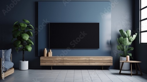 Modern Interior Design Background. Contemporary Living Room. Generative AI. photo