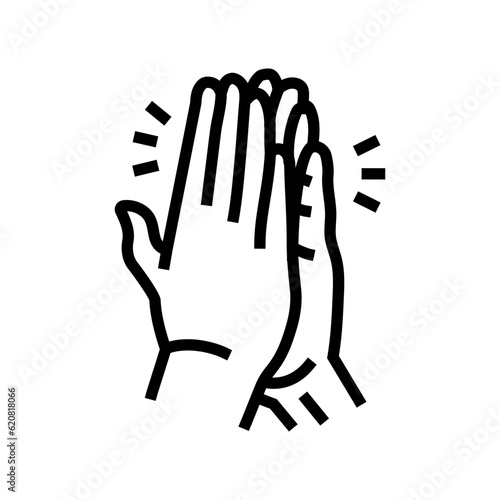 high five hands line icon vector. high five hands sign. isolated contour symbol black illustration