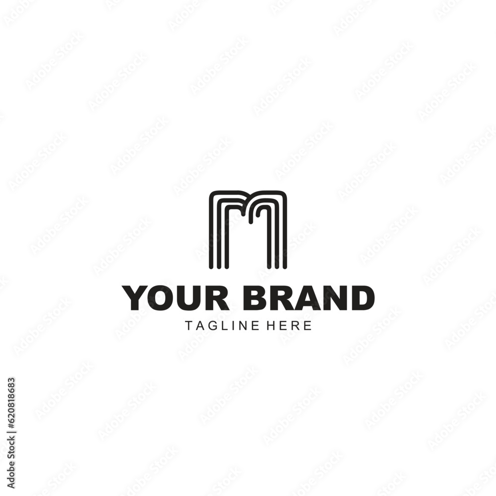 M letter logo with line M letter logo with line
